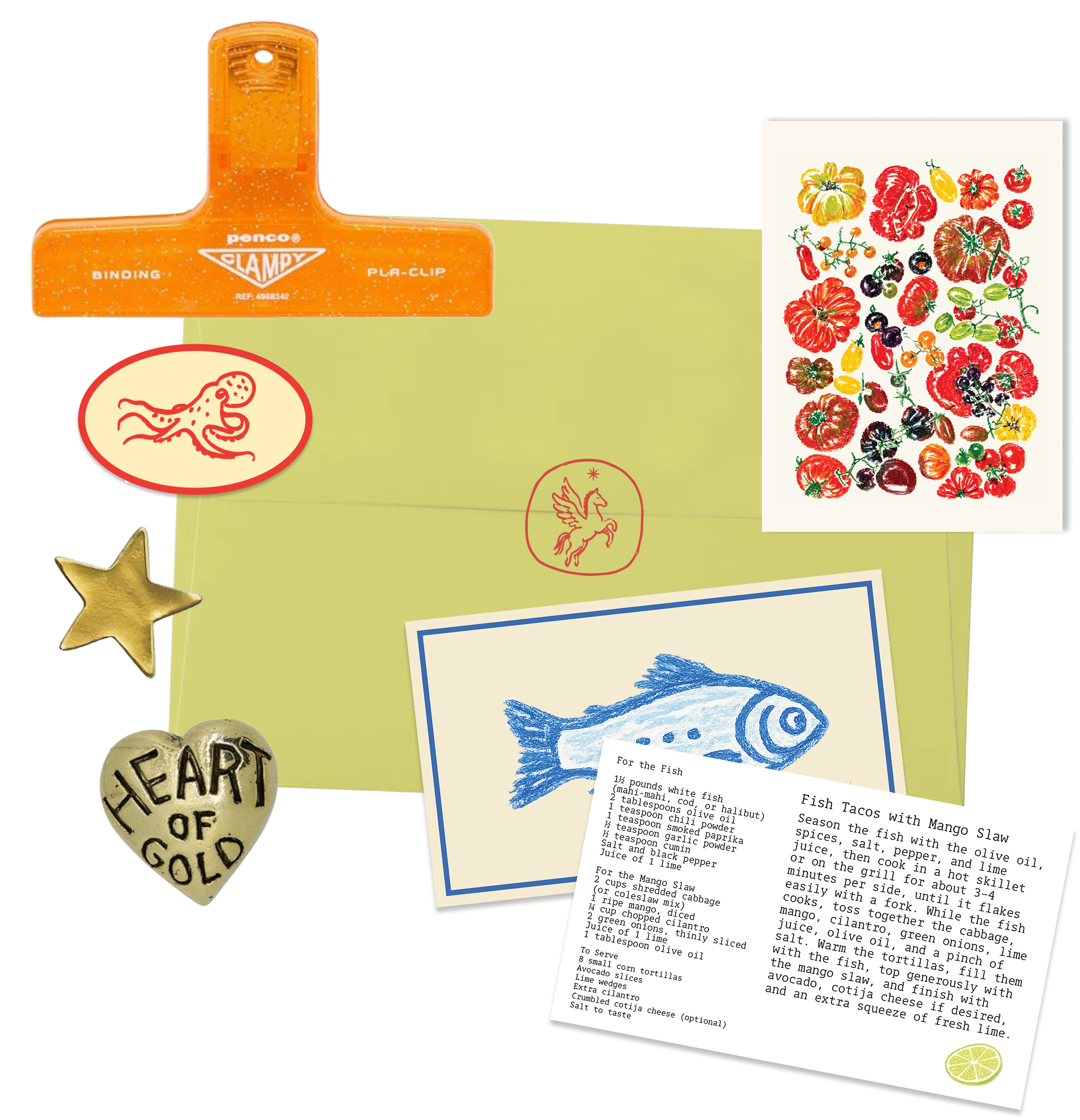 A collage of Paper Hearts Club letters, envelopes, and keepsakes